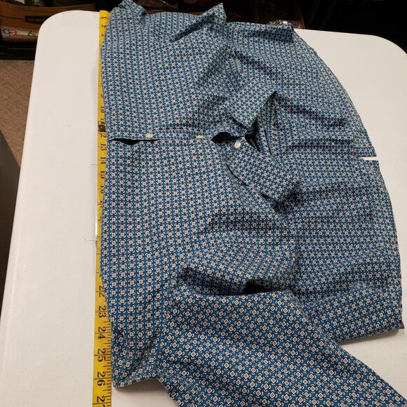 Lands End Womens Print Button Up Top Size 22W Blue Nautical Beach Office Career - Picture 5 of 8